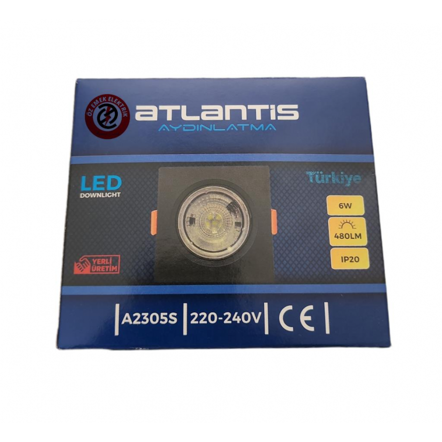 ATLANTİS 6 WATT 6W COB LED SPOT SİYAH KASA KARE BEYAZ IŞIK