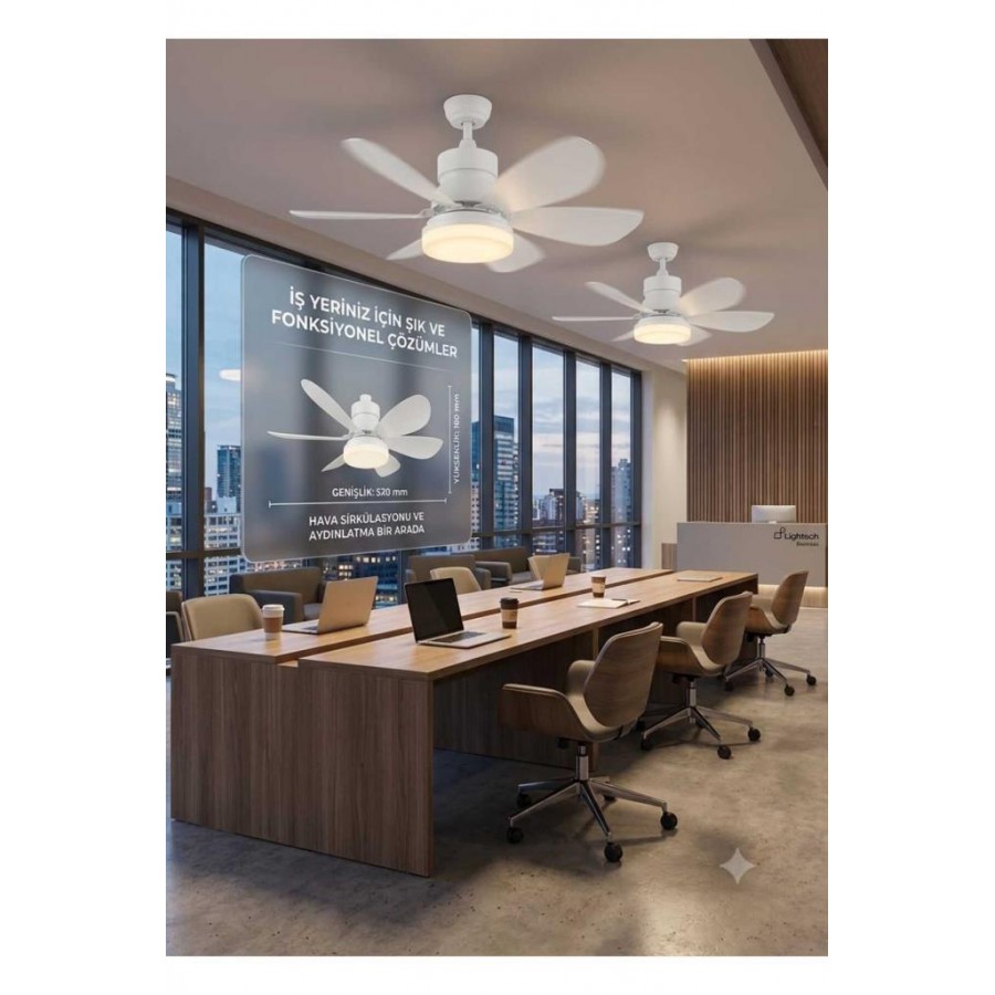 LİGHTECH 110W Pervaneli Fanlı LED Ampul Kumandalı E27 3 Renk 6 Kanat 52cm DİM Edilebilir LİGHTECH 110W Pervaneli Fanlı LED Ampul Kumandalı E27 3 Renk 6 Kanat 52cm DİM Edilebilir